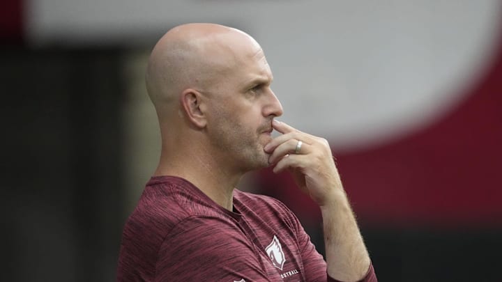 Arizona Cardinals general manager Monti Ossenfort watches training camp at State Farm Stadium in Glendale on July 28, 2025.