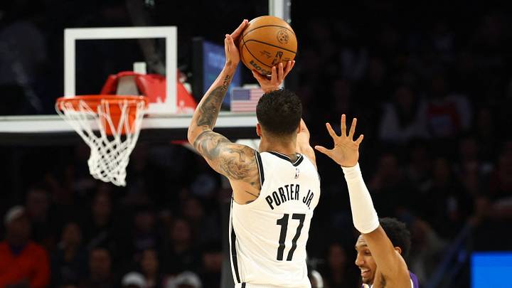 Jan 27, 2026; Phoenix, Arizona, USA; Brooklyn Nets forward Michael Porter Jr. (17) shoots a three pointer against the Phoenix Suns in the first half at Mortgage Matchup Center. Mandatory Credit: Mark J. Rebilas-Imagn Images Jan 27, 2026; Phoenix, Arizona, USA; Brooklyn Nets forward Michael Porter Jr. (17) shoots a three pointer against the Phoenix Suns in the first half at Mortgage Matchup Center. Mandatory Credit: Mark J. Rebilas-Imagn Images