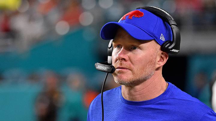 Dec 31, 2017; Miami Gardens, FL, USA; Buffalo Bills head coach Sean McDermott looks on in the game against the Miami Dolphins during the second half at Hard Rock Stadium.
