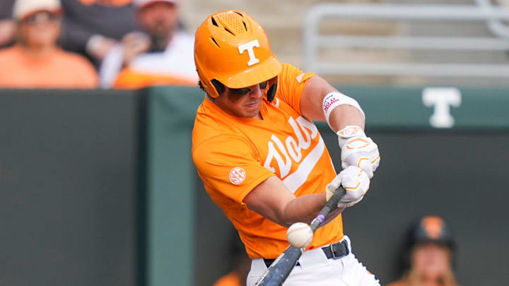 Tennessee's Henry Ford (9) hits a home run during a NCAA baseball game between Tennessee and Kent State at Lindsey Nelson Stadium in Knoxville, Tenn., on Feb. 21, 2026.