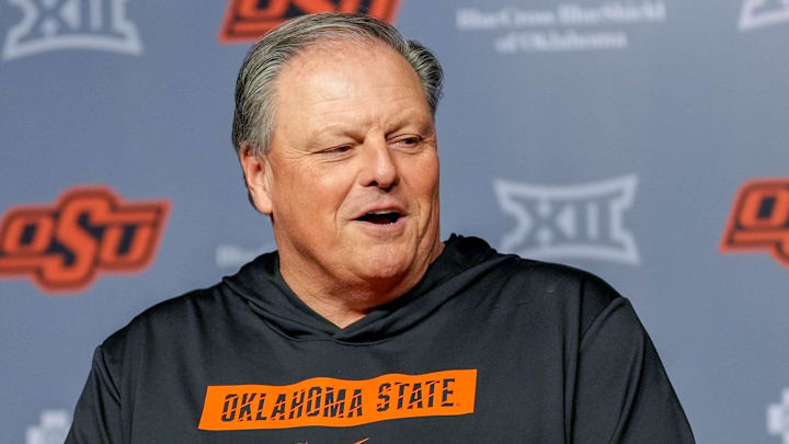 Oklahoma State defensive coordinator Todd Grantham speaks during a press conference at Boone Pickens Stadium in Stillwater Okla., on Thursday, Jan. 23, 2025. Oklahoma State defensive coordinator Todd Grantham speaks during a press conference at Boone Pickens Stadium in Stillwater Okla., on Thursday, Jan. 23, 2025.