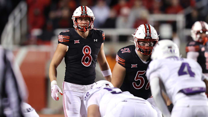 Utah Utes linebacker Lander Barton (8) is among the quartet of Utah players considered among the nation's top draft-eligible prospects.  