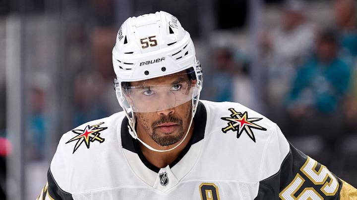 Sep 21, 2025; San Jose, California, USA; Vegas Golden Knights right wing Keegan Kolesar (55) looks on before a faceoff against the San Jose Sharks during the first period at SAP Center at San Jose. Mandatory Credit: Robert Edwards-Imagn Images Sep 21, 2025; San Jose, California, USA; Vegas Golden Knights right wing Keegan Kolesar (55) looks on before a faceoff against the San Jose Sharks during the first period at SAP Center at San Jose. Mandatory Credit: Robert Edwards-Imagn Images