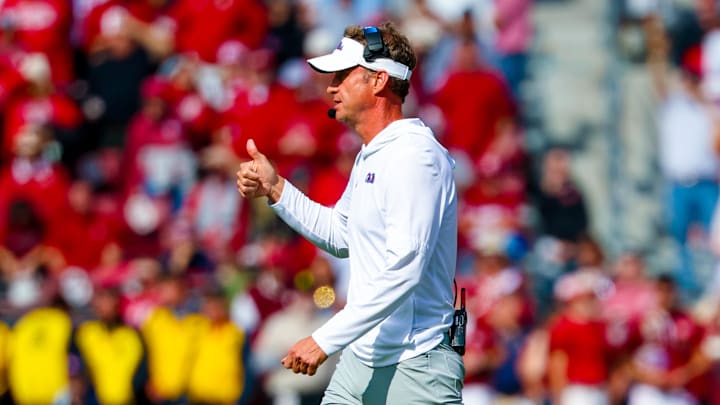 Oct 25, 2025; Norman, Oklahoma, USA; Ole Miss Rebels head coach Lane Kiffin reacts during the second half against the Oklahoma Sooners at Gaylord Family-Oklahoma Memorial Stadium. Mandatory Credit: Kevin Jairaj-Imagn Images Oct 25, 2025; Norman, Oklahoma, USA; Ole Miss Rebels head coach Lane Kiffin reacts during the second half against the Oklahoma Sooners at Gaylord Family-Oklahoma Memorial Stadium. Mandatory Credit: Kevin Jairaj-Imagn Images