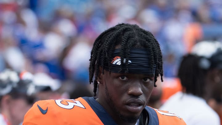 Dallas Cowboys cornerback Michael Ojemudia with the Denver Broncos during the preseason.