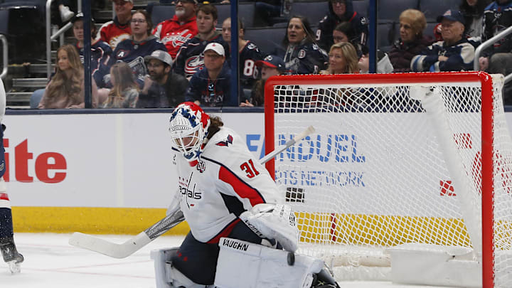 Hunter Shepard, Washington Capitals Mandatory Credit: Russell LaBounty-Imagn Images