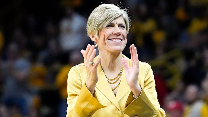 Iowa head coach Jan Jensen reacts during the fourth quarter of a game against the Nebraska Cornhuskers Jan. 1, 2026 at Carver-Hawkeye Arena in Iowa City, Iowa.