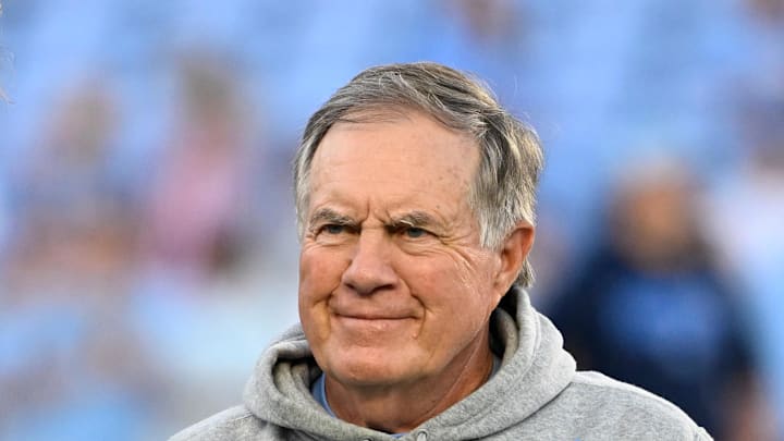 Sep 1, 2025; Chapel Hill, North Carolina, USA; North Carolina Tar Heels head coach Bill Belichick on the field before the game at Kenan Stadium. Mandatory Credit: Bob Donnan-Imagn Images Sep 1, 2025; Chapel Hill, North Carolina, USA; North Carolina Tar Heels head coach Bill Belichick on the field before the game at Kenan Stadium. Mandatory Credit: Bob Donnan-Imagn Images