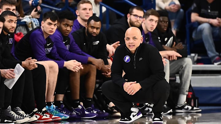 Jan 14, 2023; Spokane, Washington, USA; Portland Pilots head coach Shantay Legans looks on against the Gonzaga Bulldogs in the second half at McCarthey Athletic Center. Mandatory Credit: James Snook-Imagn Images