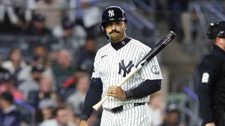 Oct 7, 2026; Bronx, New York, USA; New York Yankees outfielder Trent Grisham (12) reacts after striking out during the seventh inning against the Tampa Bay Rays in game three of the ALDS for the 2026 MLB Playoffs at Yankee Stadium. Mandatory Credit: Wendell Cruz-Imagn Images Oct 7, 2026; Bronx, New York, USA; New York Yankees outfielder Trent Grisham (12) reacts after striking out during the seventh inning against the Tampa Bay Rays in game three of the ALDS for the 2026 MLB Playoffs at Yankee Stadium. Mandatory Credit: Wendell Cruz-Imagn Images