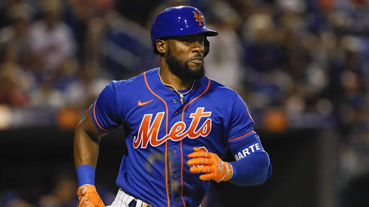 Mar 30, 2022; Port St. Lucie, Florida, USA; New York Mets center fielder Starling Marte (6) runs to