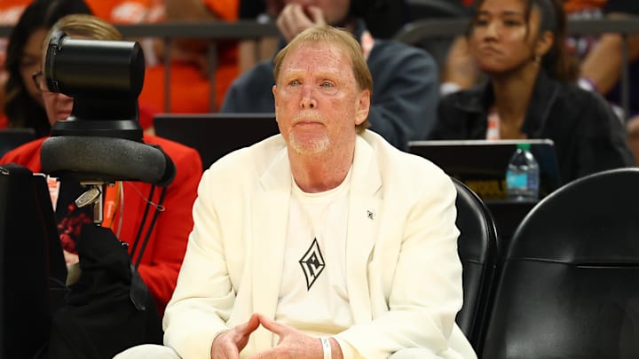 Oct 8, 2025; Phoenix, Arizona, USA; Las Vegas Aces owner Mark Davis during game three of the 2025 WNBA Finals at PHX Arena. Mandatory Credit: Mark J. Rebilas-Imagn Images