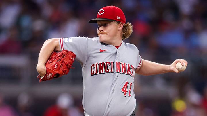 Sep 23, 2026; Atlanta, Georgia, USA; Cincinnati Reds pitcher Andrew Abbott (41) throws against the Atlanta Braves in the first inning at Truist Park. Mandatory Credit: Brett Davis-Imagn Images Sep 23, 2026; Atlanta, Georgia, USA; Cincinnati Reds pitcher Andrew Abbott (41) throws against the Atlanta Braves in the first inning at Truist Park. Mandatory Credit: Brett Davis-Imagn Images