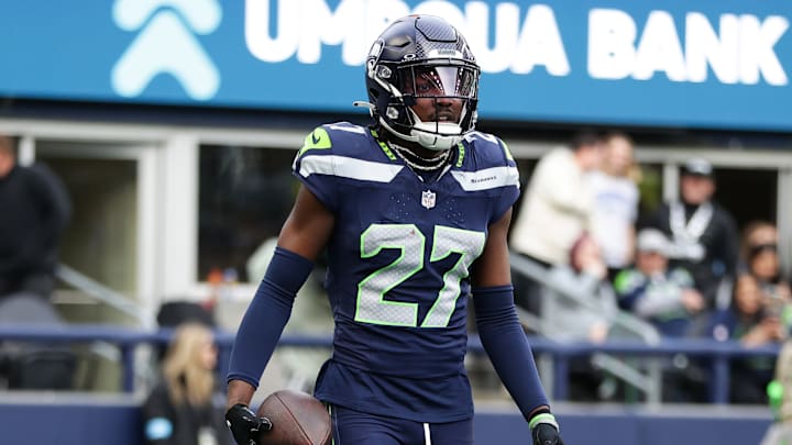 Riq Woolen of the Seattle Seahawks Riq Woolen of the Seattle Seahawks