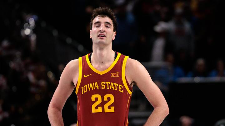 Mar 13, 2026; Kansas City, MO, USA; Iowa State Cyclones forward Milan Momcilovic (22) reacts at the end of the game against the Arizona Wildcats at T-Mobile Center. Mandatory Credit: William Purnell-Imagn Images Mar 13, 2026; Kansas City, MO, USA; Iowa State Cyclones forward Milan Momcilovic (22) reacts at the end of the game against the Arizona Wildcats at T-Mobile Center. Mandatory Credit: William Purnell-Imagn Images