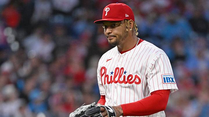 Mar 30, 2026; Philadelphia, Pennsylvania, USA; Philadelphia Phillies pitcher Taijuan Walker (99) walks off the mound after the second inning against the Washington Nationals at Citizens Bank Park. Mandatory Credit: Eric Hartline-Imagn Images Mar 30, 2026; Philadelphia, Pennsylvania, USA; Philadelphia Phillies pitcher Taijuan Walker (99) walks off the mound after the second inning against the Washington Nationals at Citizens Bank Park. Mandatory Credit: Eric Hartline-Imagn Images