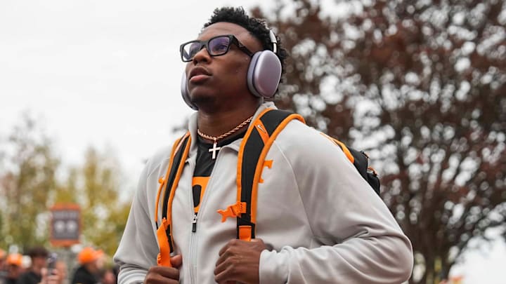 Tennessee defensive back Colton Hood at the Vol Walk before a game against the Oklahoma Sooners at Neyland Stadium 