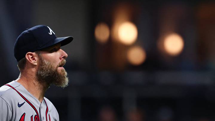 Jul 29, 2026; New York City, New York, USA;  Atlanta Braves pitcher Chris Sale (51) walks off the field after the bottom of the fourth inning against the New York Mets at Citi Field. Mandatory Credit: Vincent Carchietta-Imagn Images