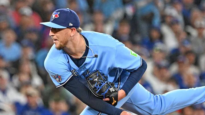 May 23, 2026; Toronto, Ontario, CAN;  Toronto Blue Jays relief pitcher Jeff Hoffman (23) delivers a pitch against the Pittsburgh Pirates in the ninth inning at Rogers Centre. Mandatory Credit: Dan Hamilton-Imagn Images