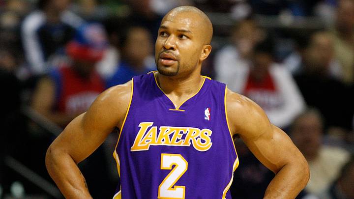 December 20, 2009; Auburn Hills, MI, USA; Los Angeles Lakers guard Derek Fisher (2) against the Detroit Pistons during the third period. The Lakers defeated the Pistons 93-81 at the Palace of Auburn Hills. Mandatory Credit: Leon Halip-USA TODAY Sports December 20, 2009; Auburn Hills, MI, USA; Los Angeles Lakers guard Derek Fisher (2) against the Detroit Pistons during the third period. The Lakers defeated the Pistons 93-81 at the Palace of Auburn Hills. Mandatory Credit: Leon Halip-USA TODAY Sports