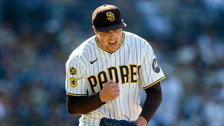 Aug 12, 2026; San Diego, California, USA; San Diego Padres relief pitcher Mason Miller (22) celebrates during the ninth inning against the Milwaukee Brewers at Petco Park. Mandatory Credit: David Frerker-Imagn Images Aug 12, 2026; San Diego, California, USA; San Diego Padres relief pitcher Mason Miller (22) celebrates during the ninth inning against the Milwaukee Brewers at Petco Park. Mandatory Credit: David Frerker-Imagn Images