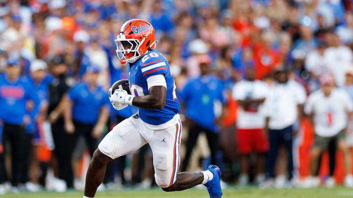 Sep 26, 2026; Gainesville, Florida, USA; Florida Gators running back Duke Clark (20) rushes with the ball against the Mississippi Rebels during the second half at Ben Hill Griffin Stadium. Mandatory Credit: Matt Pendleton-Imagn Images Sep 26, 2026; Gainesville, Florida, USA; Florida Gators running back Duke Clark (20) rushes with the ball against the Mississippi Rebels during the second half at Ben Hill Griffin Stadium. Mandatory Credit: Matt Pendleton-Imagn Images