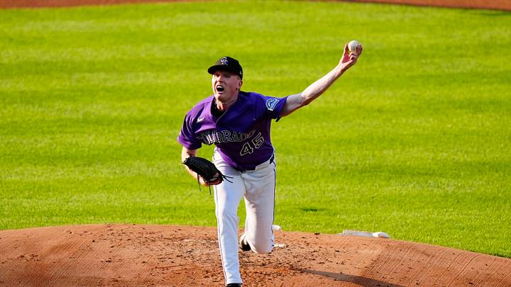 Jun 29, 2026; Denver, Colorado, USA; Colorado Rockies starting pitcher Sean Sullivan (45) delivers pitch in the second inning against the Miami Marlins at Coors Field. Mandatory Credit: Ron Chenoy-Imagn Images Jun 29, 2026; Denver, Colorado, USA; Colorado Rockies starting pitcher Sean Sullivan (45) delivers pitch in the second inning against the Miami Marlins at Coors Field. Mandatory Credit: Ron Chenoy-Imagn Images