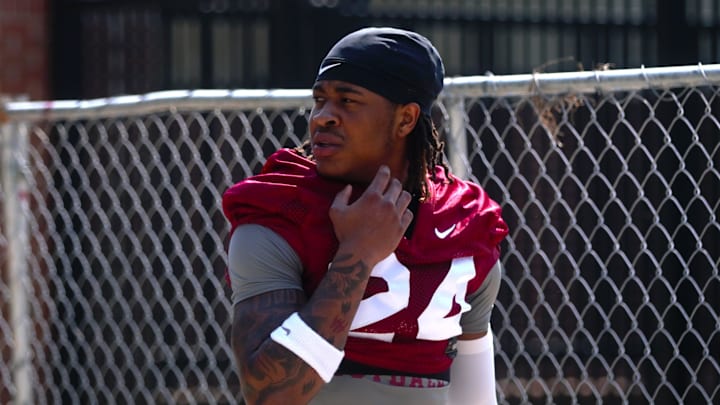 FSU football players walk into the first spring practice of the spring season on Wednesday, March 19, 2025