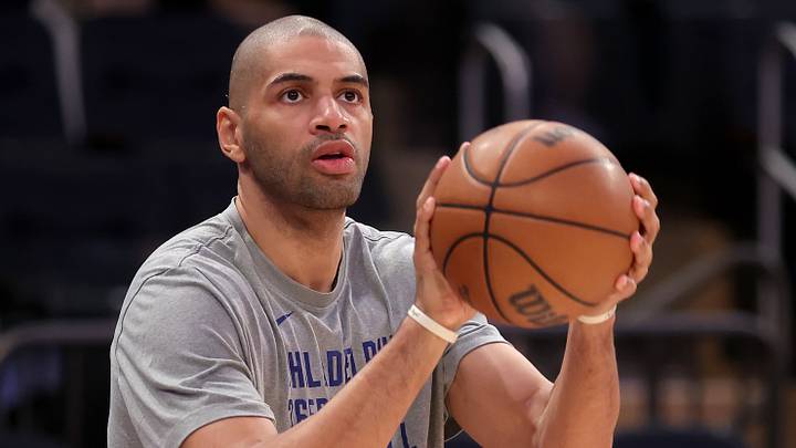 Mar 10, 2024; New York, New York, USA; Philadelphia 76ers forward Nicolas Batum (40) warms up before a game against the New York Knicks at Madison Square Garden. 
