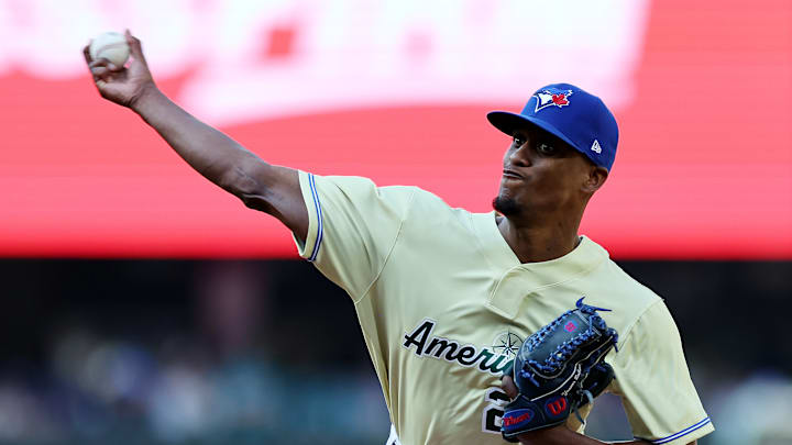Yosver Zulueta pitching at the All-Star Futures Game Yosver Zulueta pitching at the All-Star Futures Game