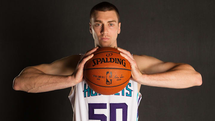 Sep 25, 2015; Charlotte, NC, USA; Charlotte Hornets forward/center Tyler Hansbrough (50) during media day at the Time Warner Cable Arena. Mandatory Credit: Joshua S. Kelly-Imagn Images Sep 25, 2015; Charlotte, NC, USA; Charlotte Hornets forward/center Tyler Hansbrough (50) during media day at the Time Warner Cable Arena. Mandatory Credit: Joshua S. Kelly-Imagn Images