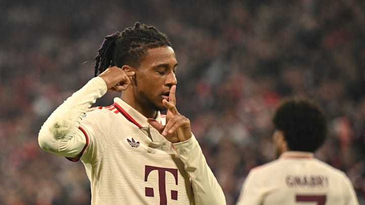 Michael Olise celebrates against Dinamo Zagreb