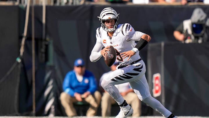 Cincinnati Bengals quarterback Joe Burrow scrambles during the Week 8 game against the Philadelphia Eagles on Oct. 27, 2024. Cincinnati Bengals quarterback Joe Burrow scrambles during the Week 8 game against the Philadelphia Eagles on Oct. 27, 2024.