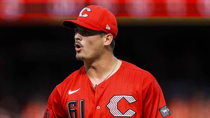 Jun 13, 2026; Cincinnati, Ohio, USA; Cincinnati Reds relief pitcher Chase Petty (61) walks off the field in between innings against the Arizona Diamondbacks at Great American Ball Park. Mandatory Credit: Katie Stratman-Imagn Images