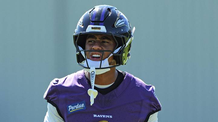 Jul 30, 2026; Owings Mills, MD, USA; Baltimore Ravens wide receiver Ja’Kobi Lane (6) during practice at Under Armour Peformance Center. Mandatory Credit: Mitch Stringer-Imagn Images Jul 30, 2026; Owings Mills, MD, USA; Baltimore Ravens wide receiver Ja’Kobi Lane (6) during practice at Under Armour Peformance Center. Mandatory Credit: Mitch Stringer-Imagn Images