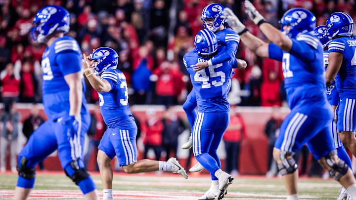 BYU kicker Will Ferrin hits the game-winning field goal to knock off rival Utah BYU kicker Will Ferrin hits the game-winning field goal to knock off rival Utah