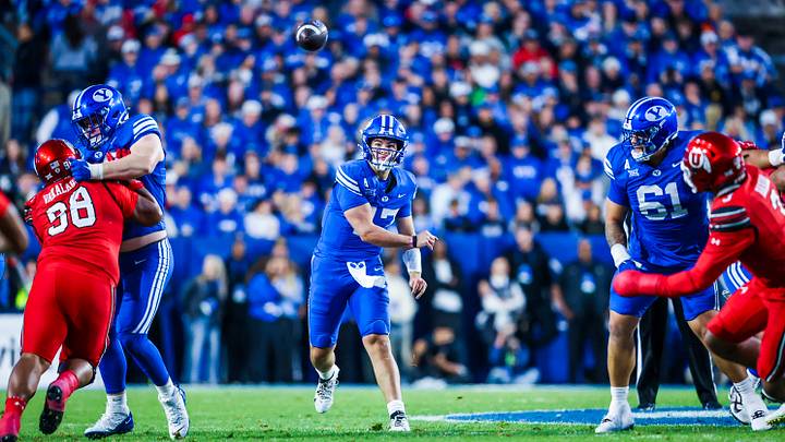 BYU quarterback Bear Bachmeier against Utah BYU quarterback Bear Bachmeier against Utah