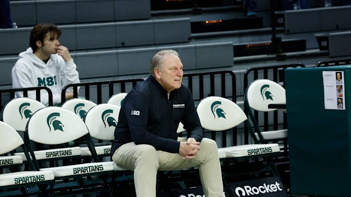 Michigan State Spartans head coach Tom Izzo observes warmups before a game against the Toledo Rockets at the Breslin Center on Tuesday, Dec. 16, 2025. Michigan State Spartans head coach Tom Izzo observes warmups before a game against the Toledo Rockets at the Breslin Center on Tuesday, Dec. 16, 2025.