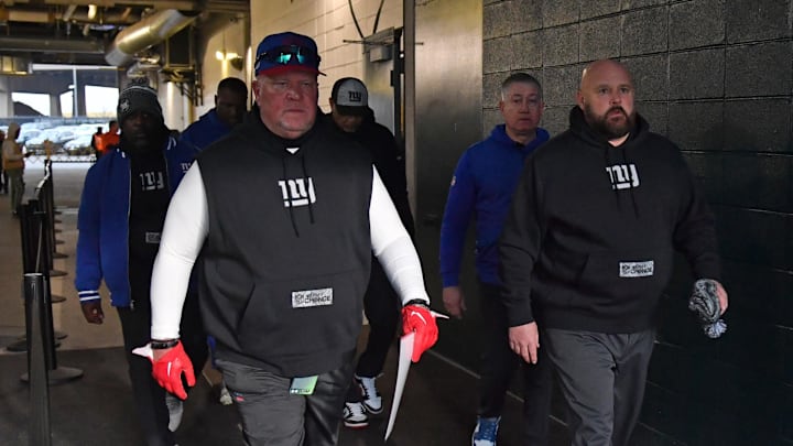 Dec 25, 2023; Philadelphia, Pennsylvania, USA; New York Giants defensive coordinator Don  Wink 