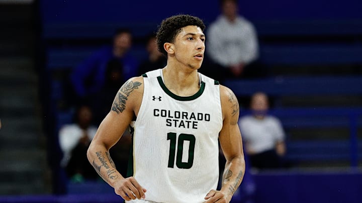 Feb 25, 2025; Colorado Springs, Colorado, USA; Colorado State Rams guard Nique Clifford (10) in the first half against the Air Force Falcons at Clune Arena. Mandatory Credit: Isaiah J. Downing-Imagn Images Feb 25, 2025; Colorado Springs, Colorado, USA; Colorado State Rams guard Nique Clifford (10) in the first half against the Air Force Falcons at Clune Arena. Mandatory Credit: Isaiah J. Downing-Imagn Images