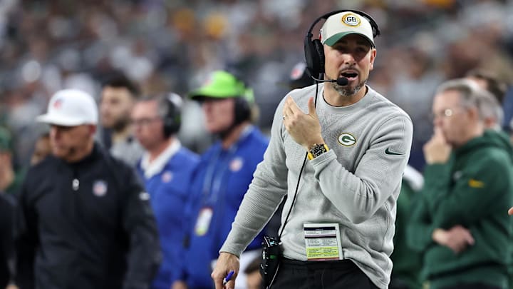 Jan 14, 2024; Arlington, Texas, USA; Green Bay head coach Matt LaFleur in the first half of the 2024