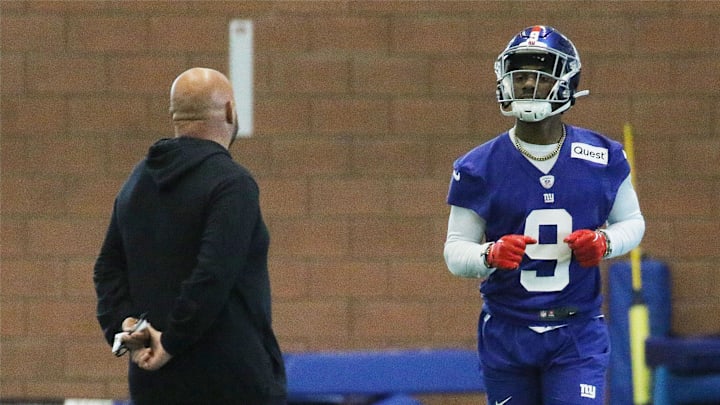 New York Giants head coach Brian Daboll and wide receiver Malik Nabers.