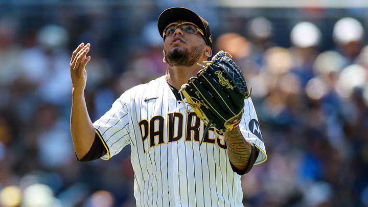Aug 12, 2026; San Diego, California, USA; San Diego Padres relief pitcher (72) celebrates walking off the field during the fifth inning against the Milwaukee Brewers at Petco Park. Mandatory Credit: David Frerker-Imagn Images Aug 12, 2026; San Diego, California, USA; San Diego Padres relief pitcher (72) celebrates walking off the field during the fifth inning against the Milwaukee Brewers at Petco Park. Mandatory Credit: David Frerker-Imagn Images