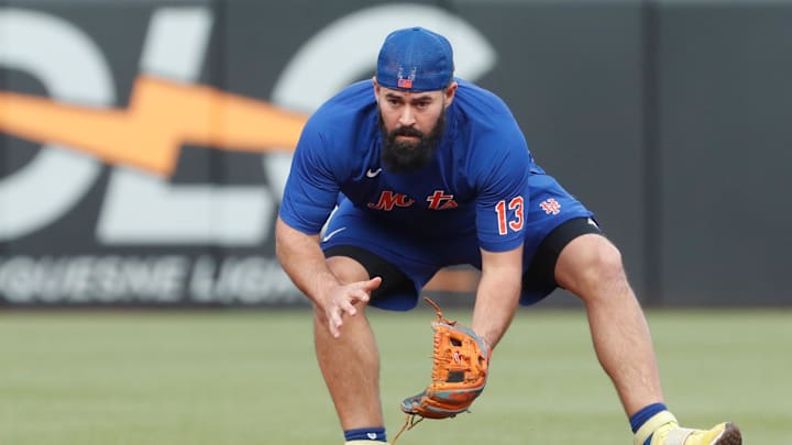 Jun 9, 2023; Pittsburgh, Pennsylvania, USA;  New York Mets second baseman Luis Guillorme (13) takes