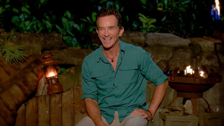 Jeff Probst looking happy from Survivor