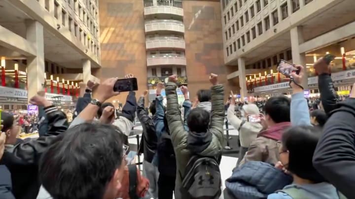 This all went down in what is Taiwan's biggest train station, according to Front Office Sports.