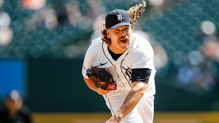 Detroit Tigers pitcher Andrew Chafin (17) throws against Washington Nationals during the ninth inning at Comerica Park in Detroit on Thursday, June 13, 2024. Detroit Tigers pitcher Andrew Chafin (17) throws against Washington Nationals during the ninth inning at Comerica Park in Detroit on Thursday, June 13, 2024.
