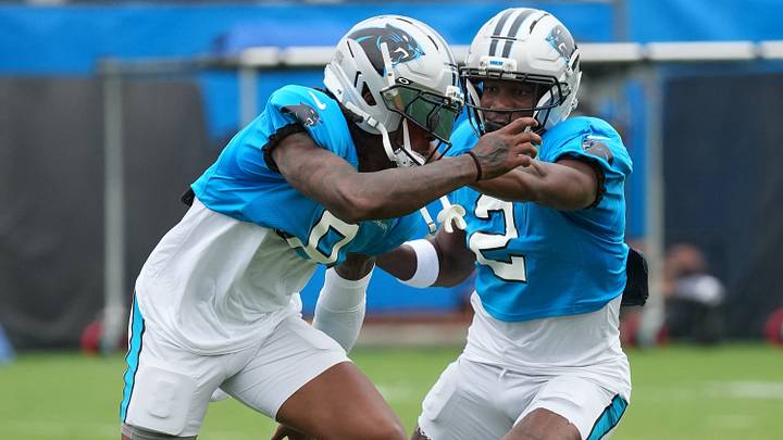Aug 4, 2026; Charlotte, NC, USA; Carolina Panthers cornerback Jaycee Horn (8) and cornerback Mike Jackson (2) drill together during training camp at Bank of America Stadium. Mandatory Credit: Jim Dedmon-Imagn Images Aug 4, 2026; Charlotte, NC, USA; Carolina Panthers cornerback Jaycee Horn (8) and cornerback Mike Jackson (2) drill together during training camp at Bank of America Stadium. Mandatory Credit: Jim Dedmon-Imagn Images