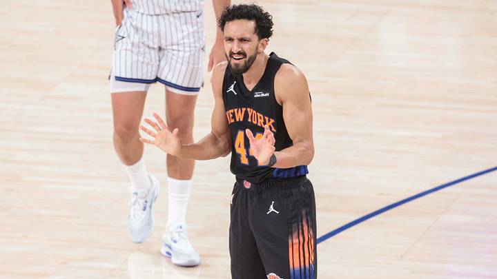 Oct 25, 2026; New York, New York, USA;  New York Knicks guard Landry Shamet (44) reacts. Mandatory Credit: Wendell Cruz-Imagn Images