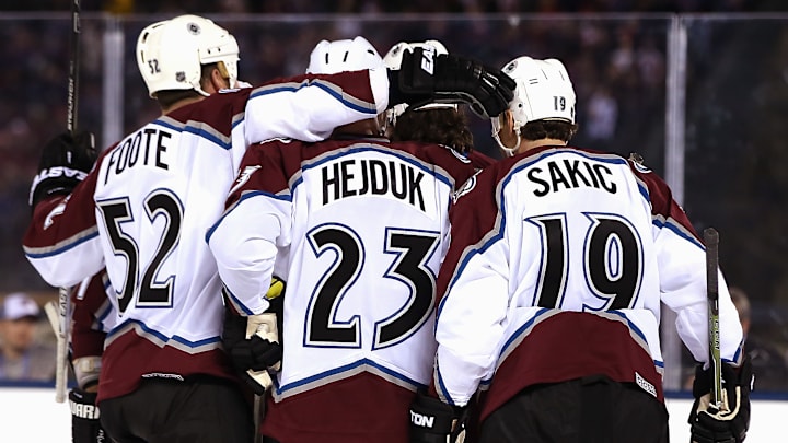 Milan Hejduk, Adam Foote, Joe Sakic